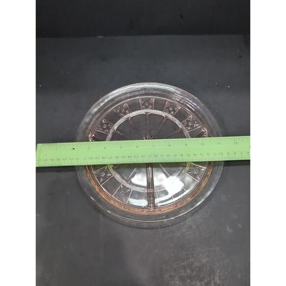 Doric Pattern Cake Plate, Vintage Pink Depression Glass, 9" Section Cake Platter - Picture 4 of 5